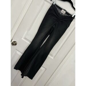 BDG Urban Outfitters Black Flare Jeans Size 24 Raw Hem Vintage Wash Edgy Grunge
